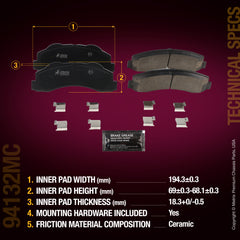 Metrix Premium Chassis Parts Front Disc Brake Pad Set 94132MC aftermarket car parts