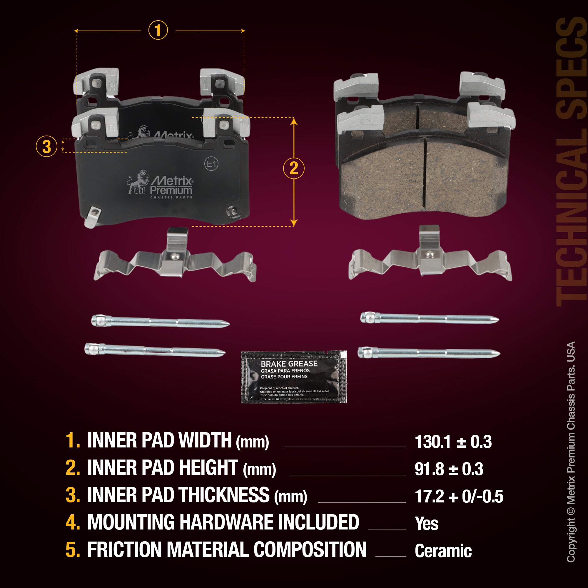 Metrix Premium Front Disc Brake Pad Set 94133MC aftermarket car parts
