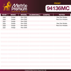 Metrix Premium Front Disc Brake Pad Set 94136MC OEM fit spare parts