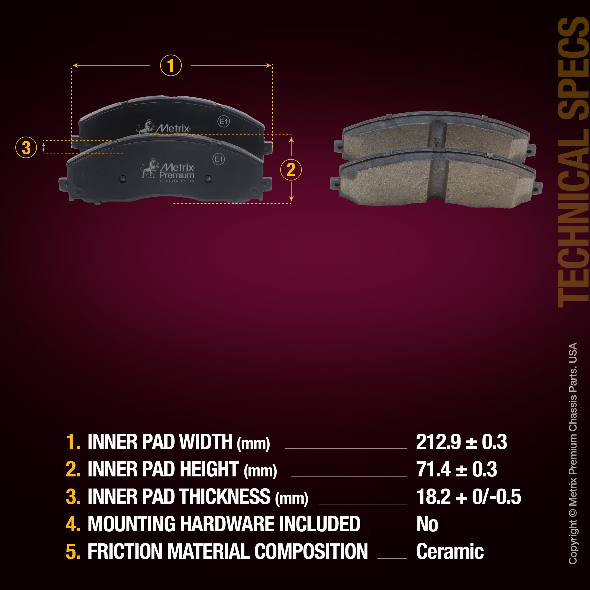 Metrix Premium Front Disc Brake Pad Set 94137MC aftermarket car parts