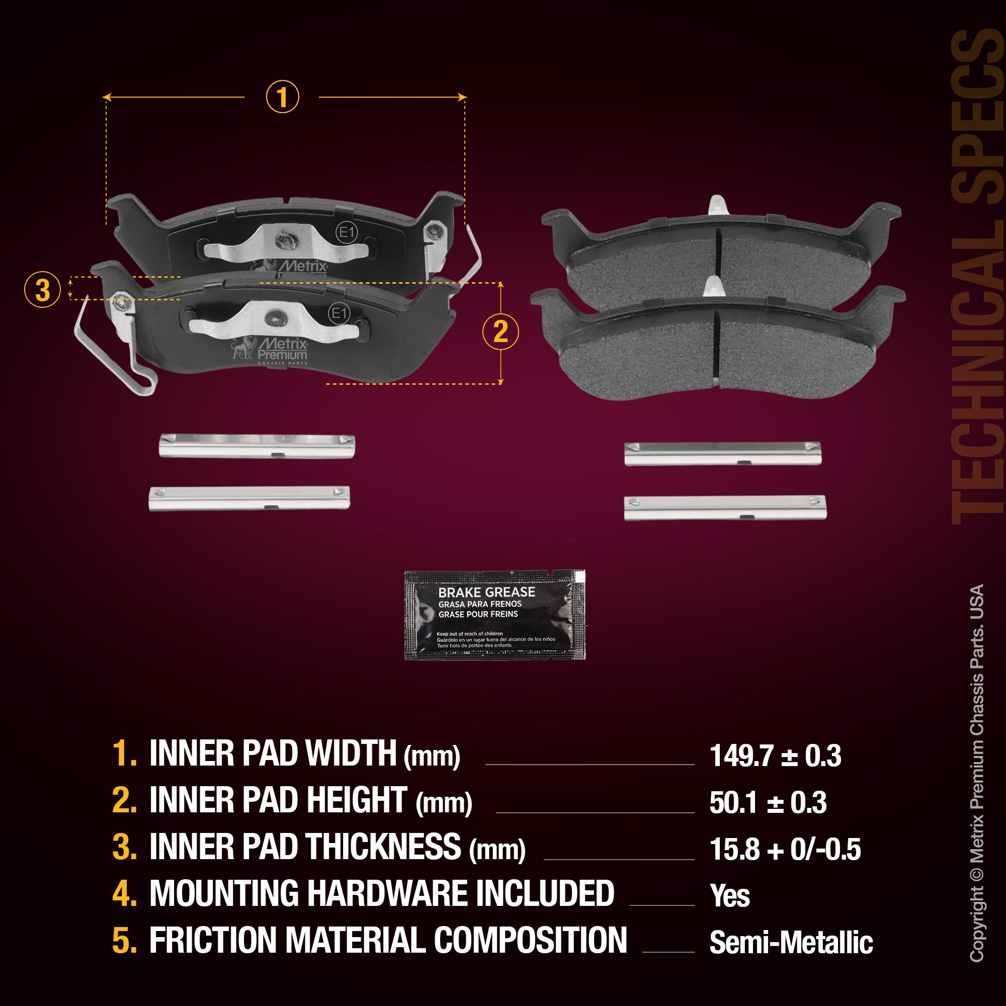 Metrix Premium Rear Disc Brake Pad Set 94138MS aftermarket car parts