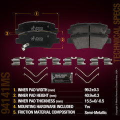 Metrix Premium Chassis Parts Rear Disc Brake Pad Set 94141MS aftermarket car parts