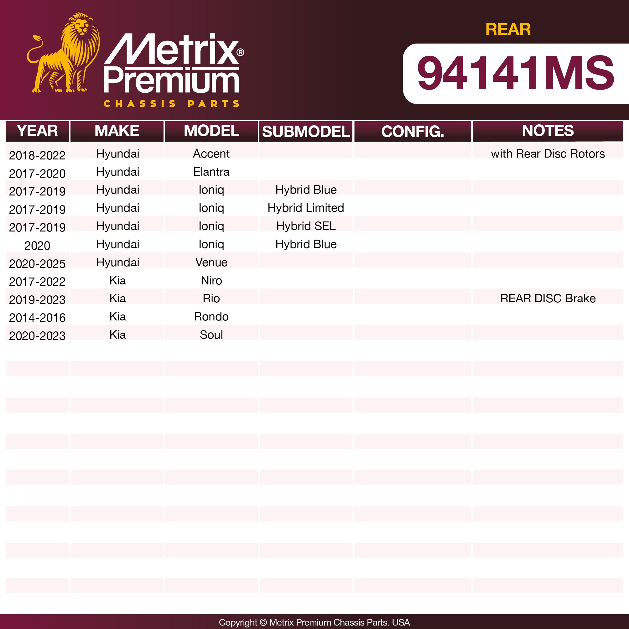Metrix Premium Chassis Parts  suspension steering brake parts