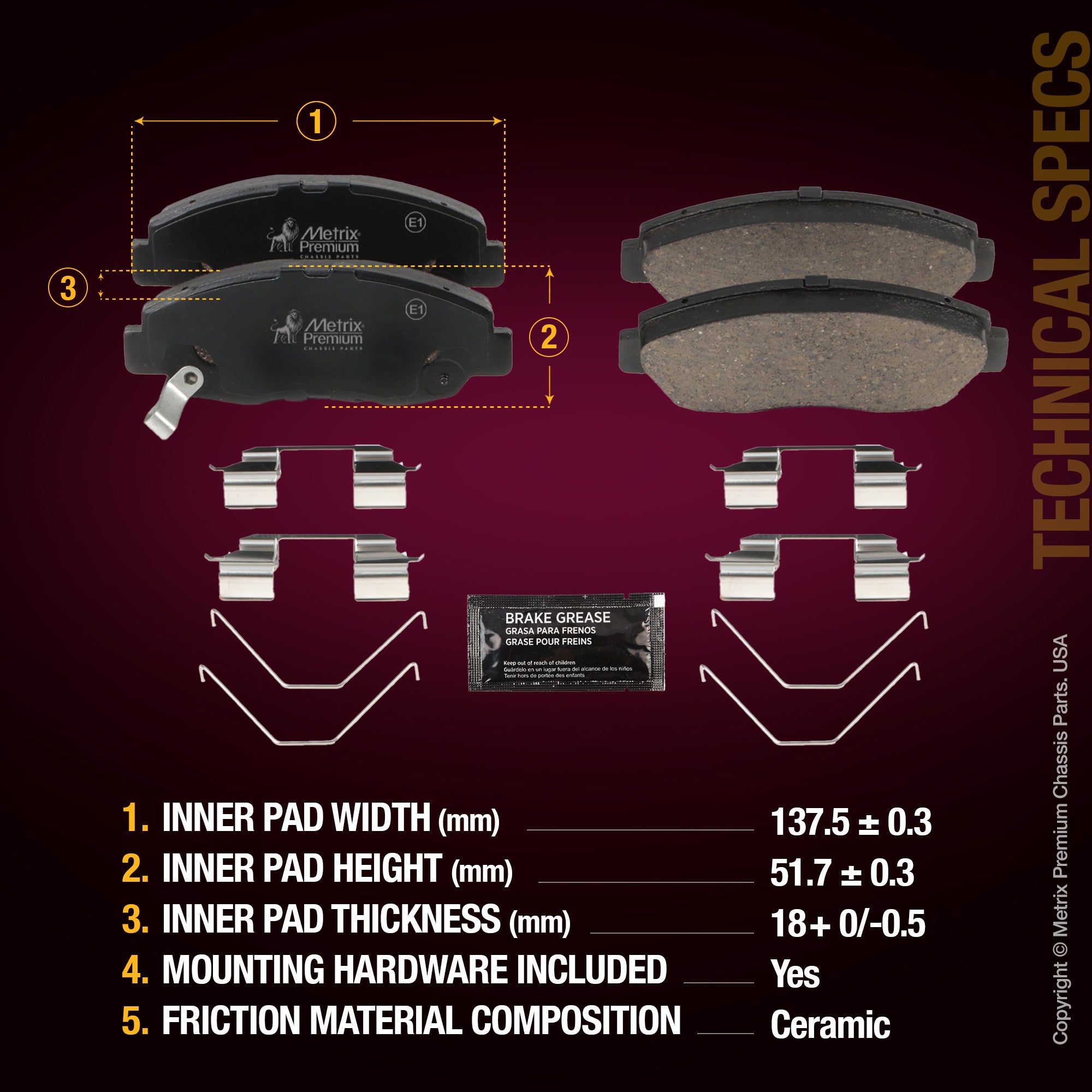 Metrix Premium Front Disc Brake Pad Set 94143MC aftermarket car parts
