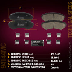 Metrix Premium Chassis Parts Front Disc Brake Pad Set 94144MC aftermarket car parts