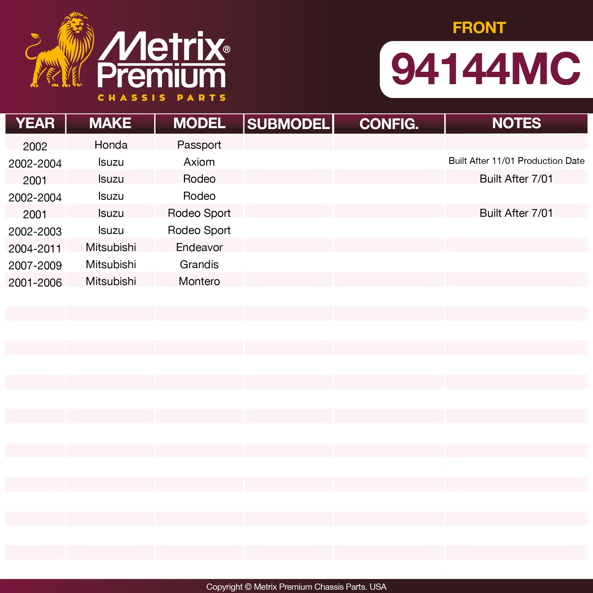 Metrix Premium Chassis Parts  suspension steering brake parts