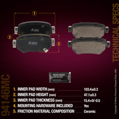 Metrix Premium Rear Disc Brake Pad Set 94146MC aftermarket car parts