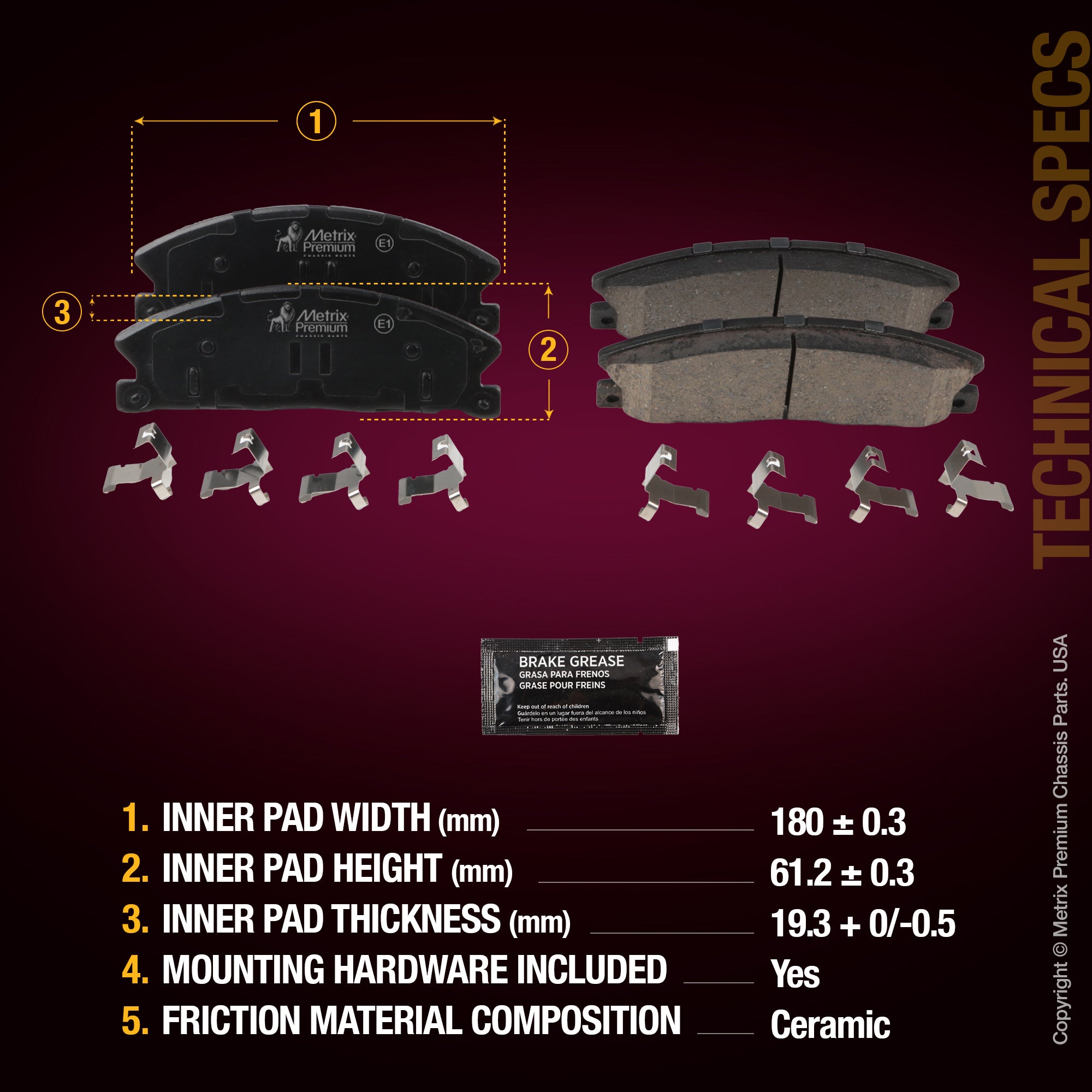 Metrix Premium Front Disc Brake Pad Set 94151MC aftermarket car parts