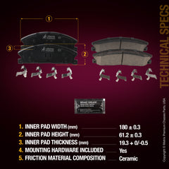 Metrix Premium Front Disc Brake Pad Set 94151MC aftermarket car parts