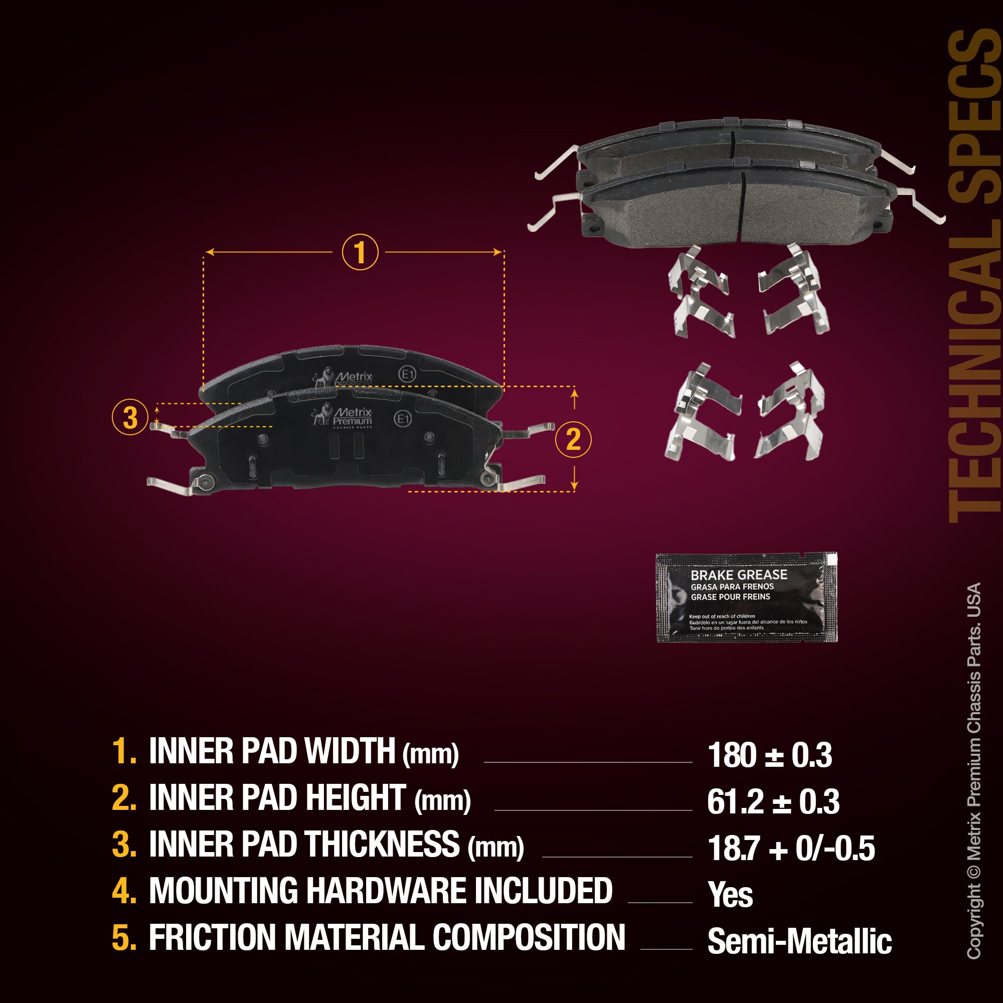 Metrix Premium Front Disc Brake Pad Set 94152MS aftermarket car parts