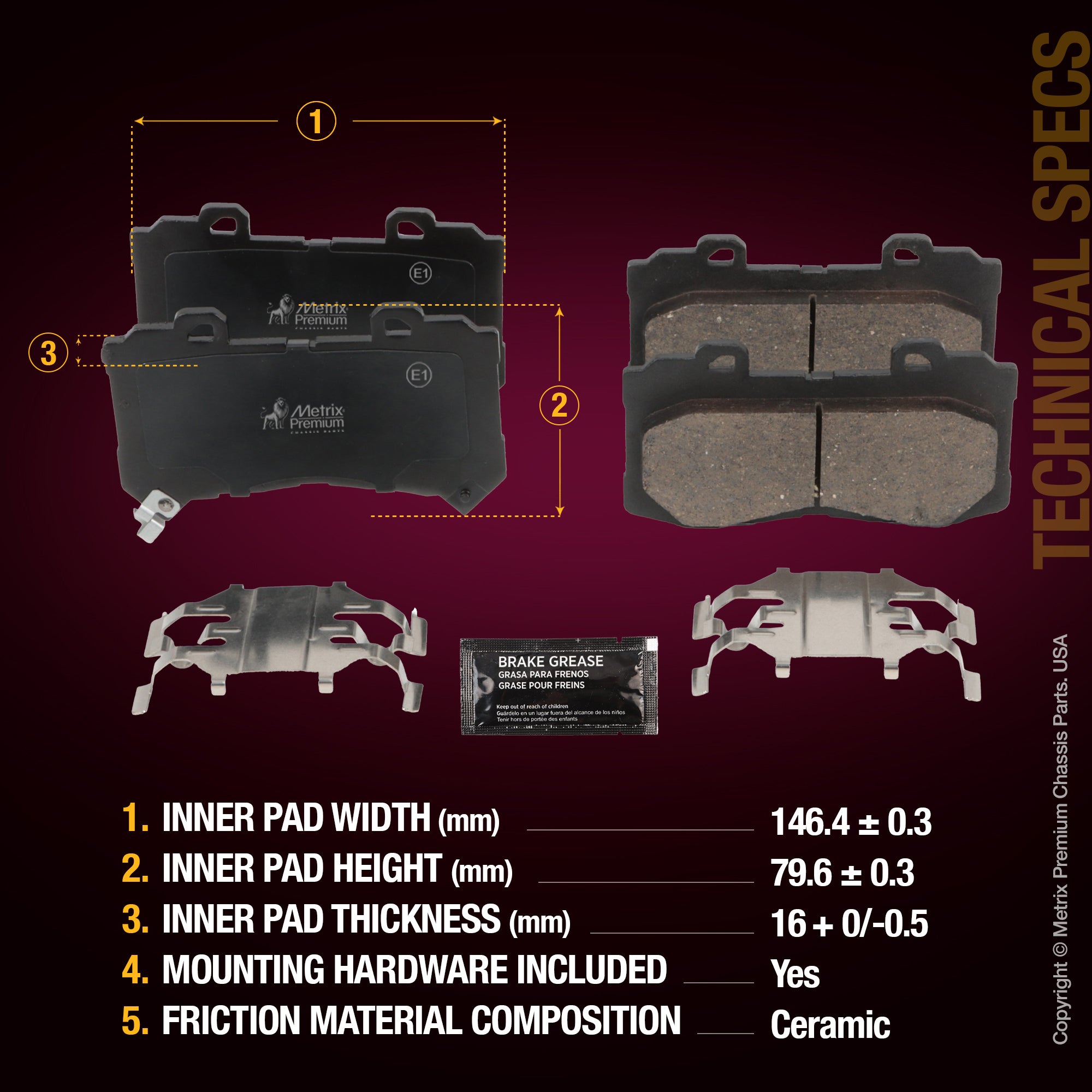 Metrix Premium Front Disc Brake Pad Set 94155MC aftermarket car parts