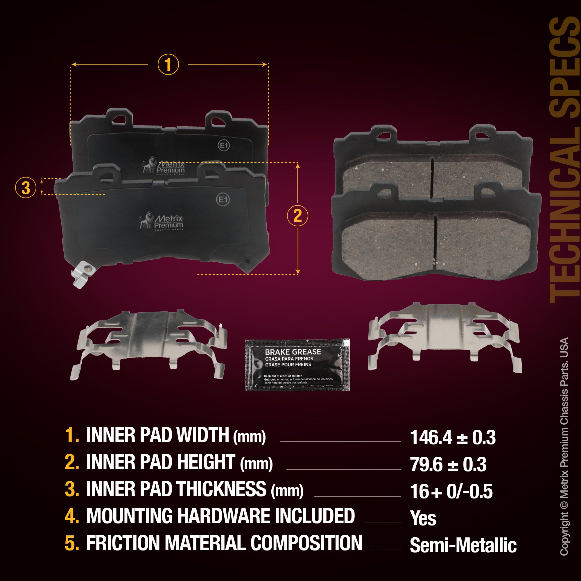 Metrix Premium Front Disc Brake Pad Set 94155MS aftermarket car parts