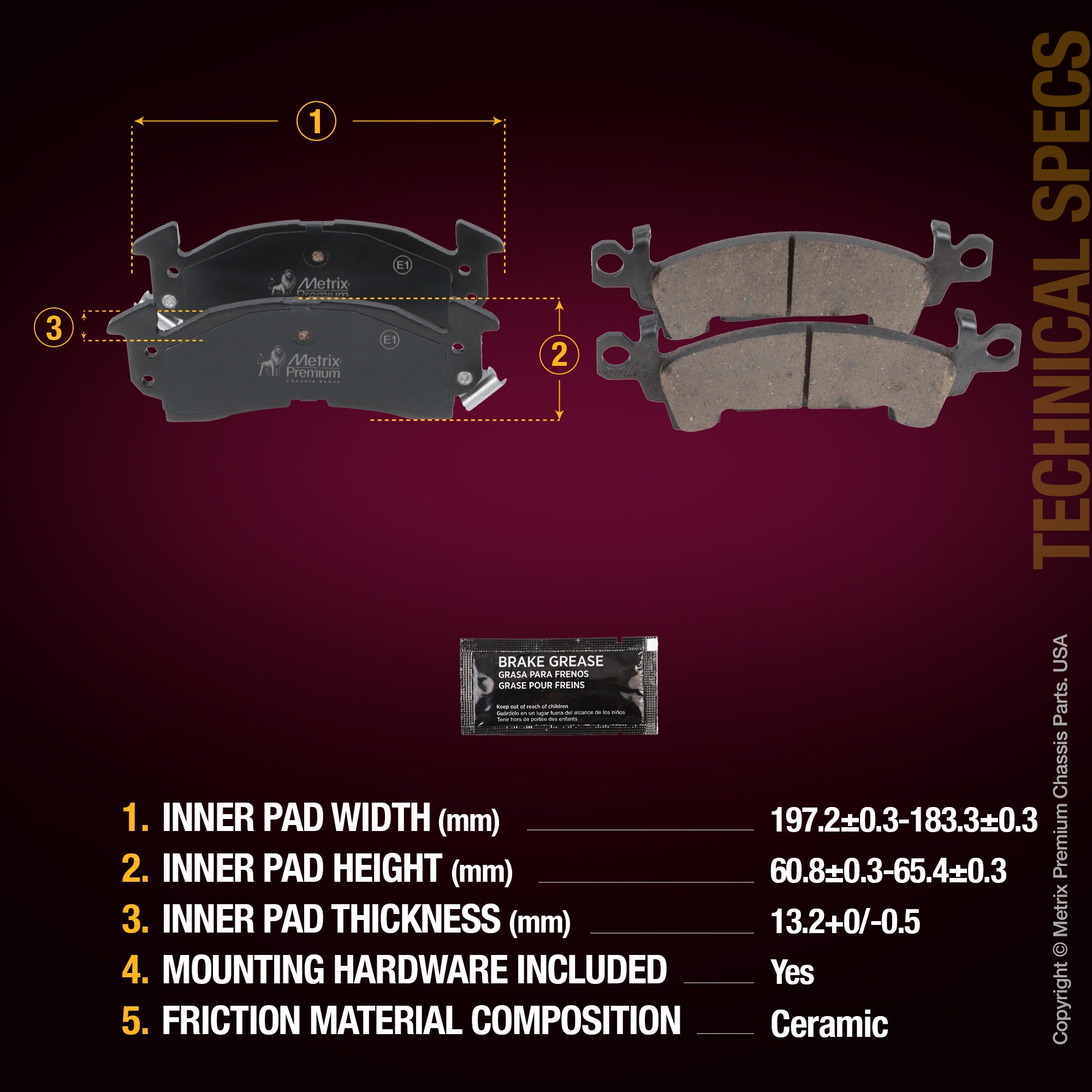 Metrix Premium Front Disc Brake Pad Set 94157MC spare car parts