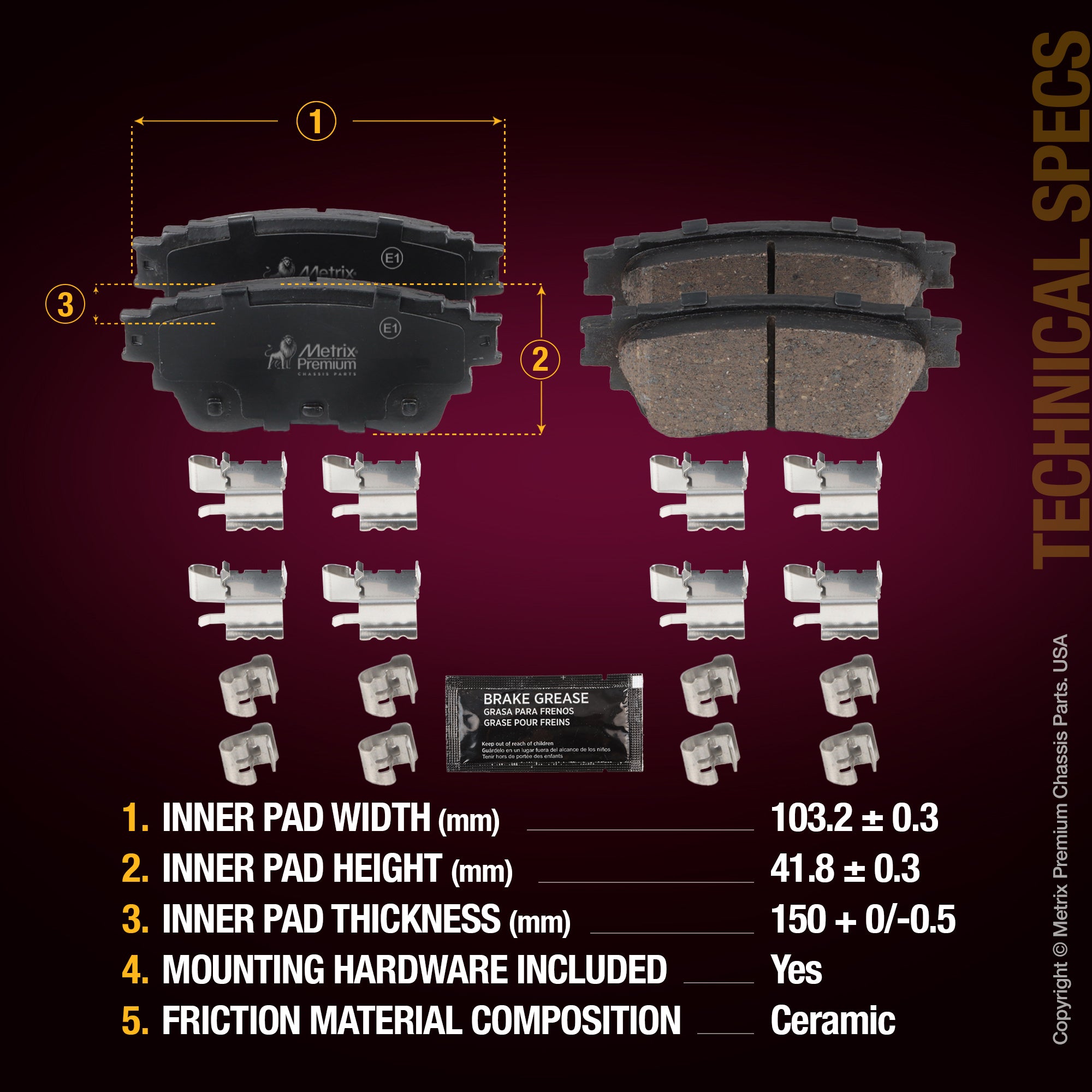 Metrix Premium Rear Disc Brake Pad Set 94161MC aftermarket car parts