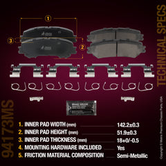 Metrix Premium Rear Disc Brake Pad Set 94173MS aftermarket car parts