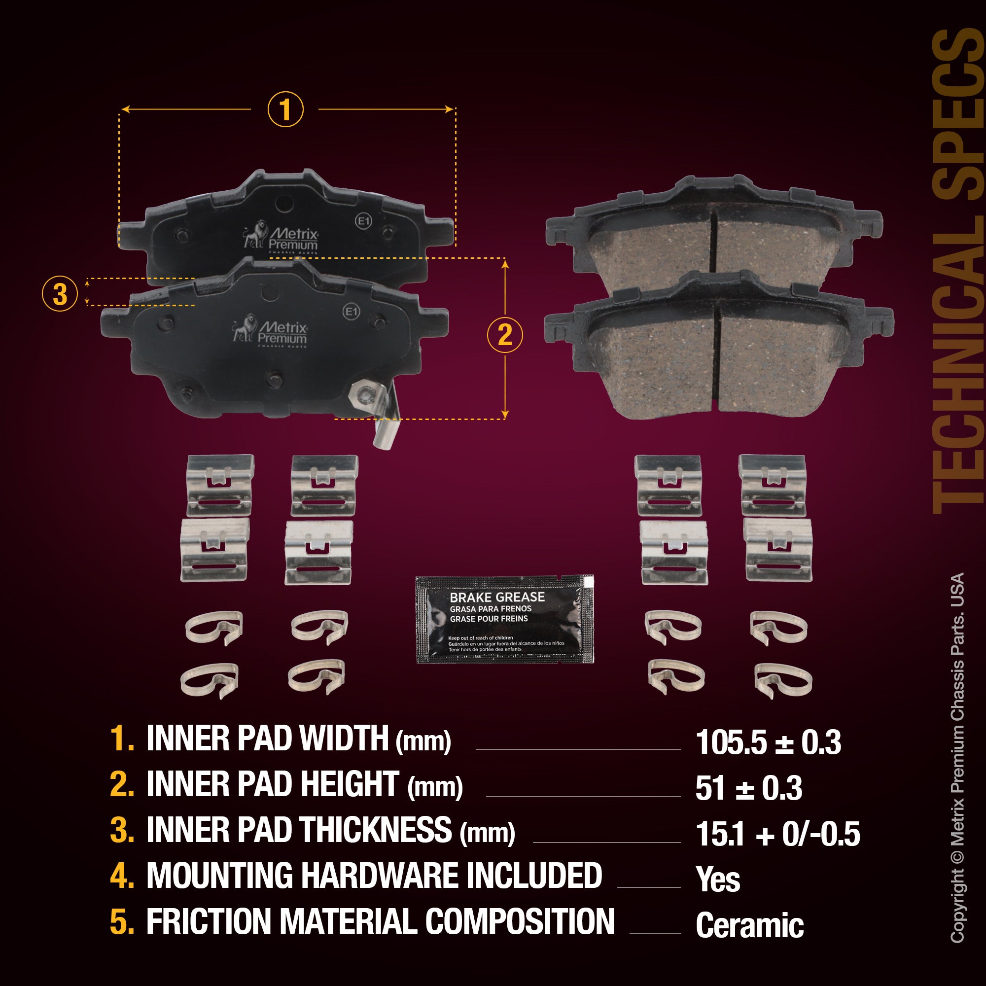 Metrix Premium Rear Disc Brake Pad Set 94174MC aftermarket car parts