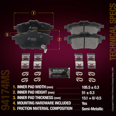 Metrix Premium Chassis Parts Rear Disc Brake Pad Set 94174MS aftermarket car parts
