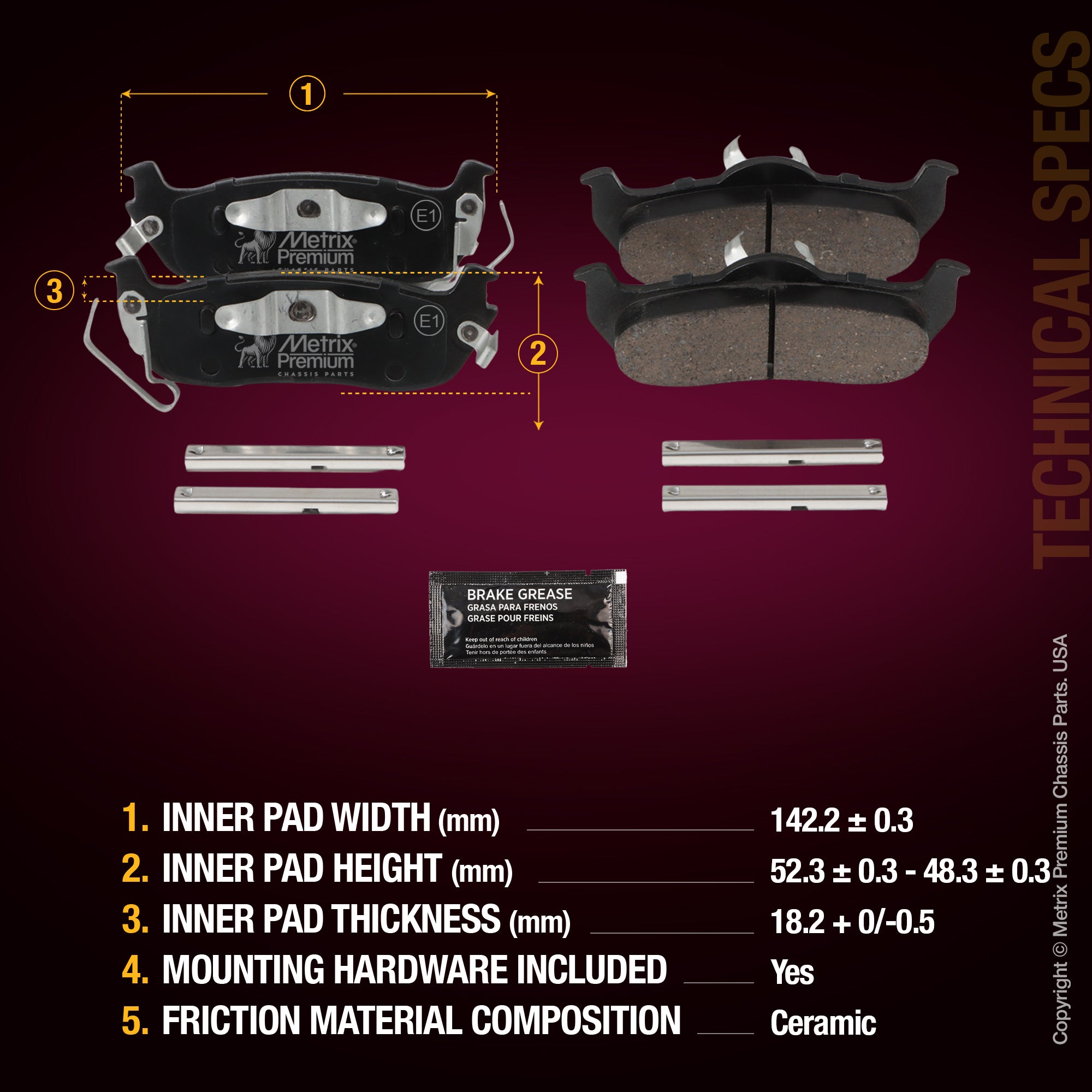 Metrix Premium Rear Disc Brake Pad Set 94176MC aftermarket car parts