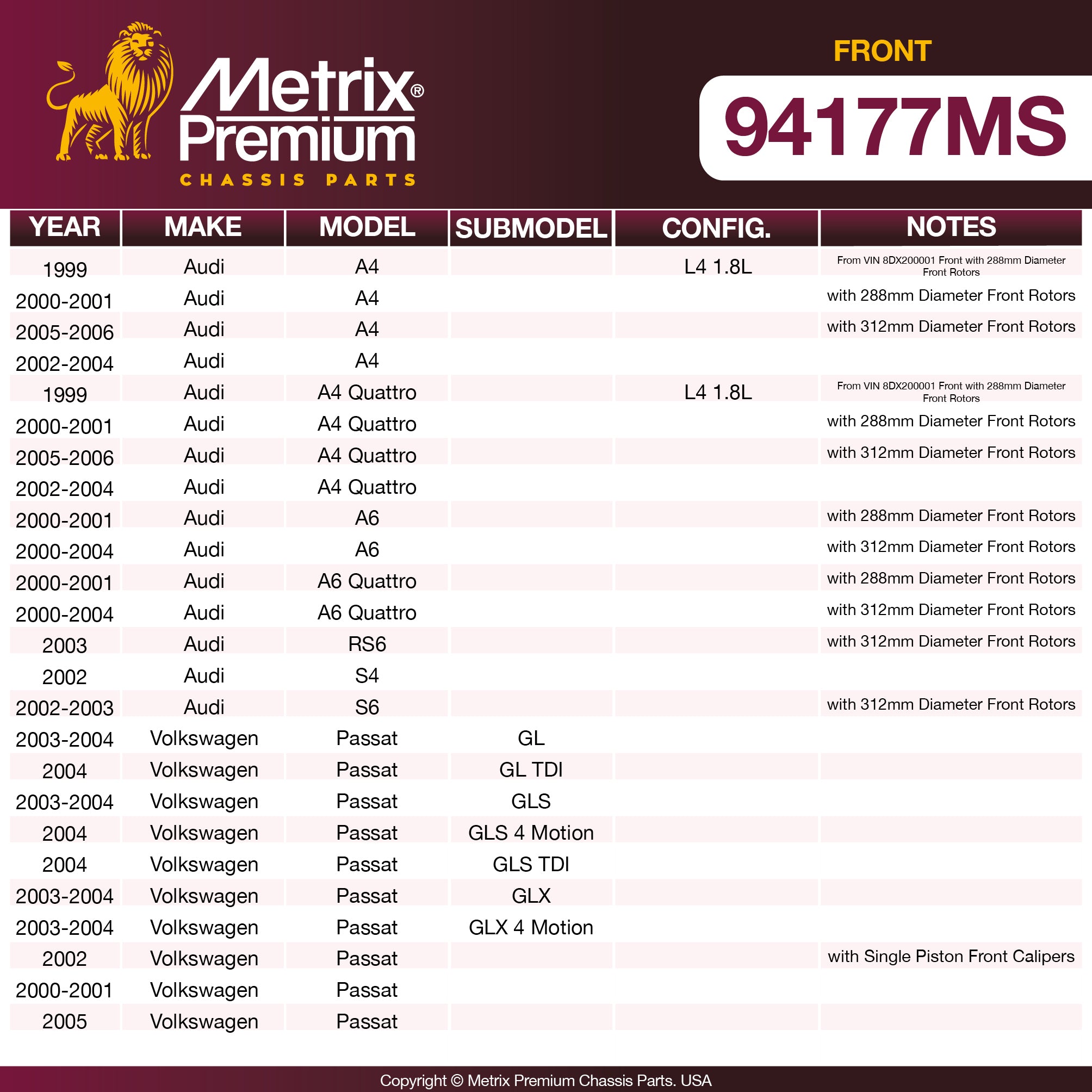 Metrix Premium Chassis Parts  suspension steering brake parts