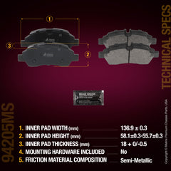 Metrix Premium Chassis Parts Rear Disc Brake Pad Set 94205MS aftermarket car parts