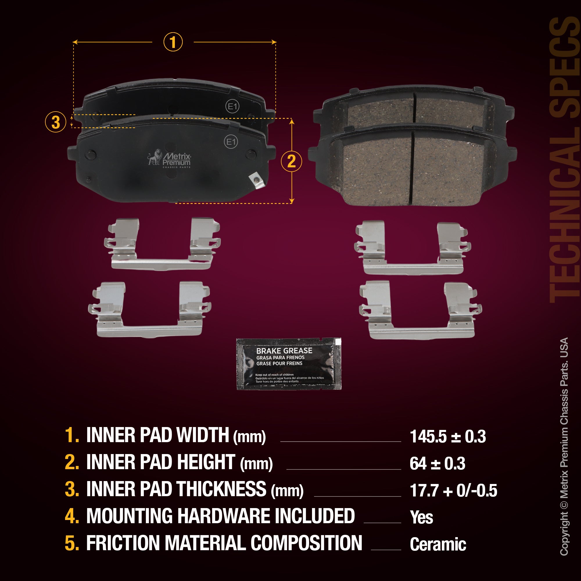 Metrix Premium Front Disc Brake Pad Set 94218MC aftermarket car parts