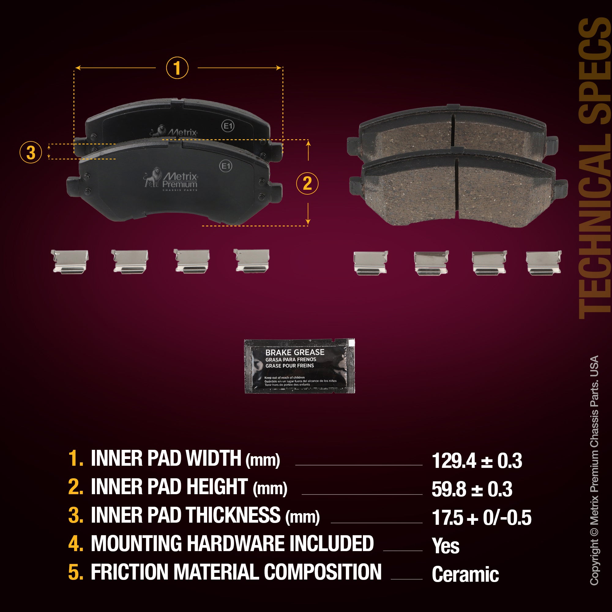 Metrix Premium Front Disc Brake Pad Set 94243MC aftermarket car parts