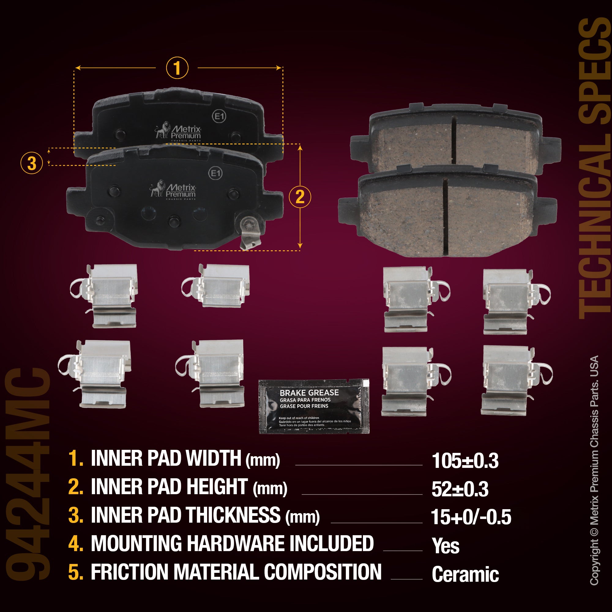 Metrix Premium Rear Disc Brake Pad Set 94244MC aftermarket car parts