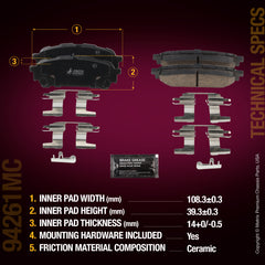 Metrix Premium Chassis Parts Rear Disc Brake Pad Set 94261MC aftermarket car parts