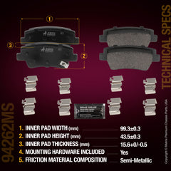 Metrix Premium Chassis Parts Rear Disc Brake Pad Set 94262MS aftermarket car parts