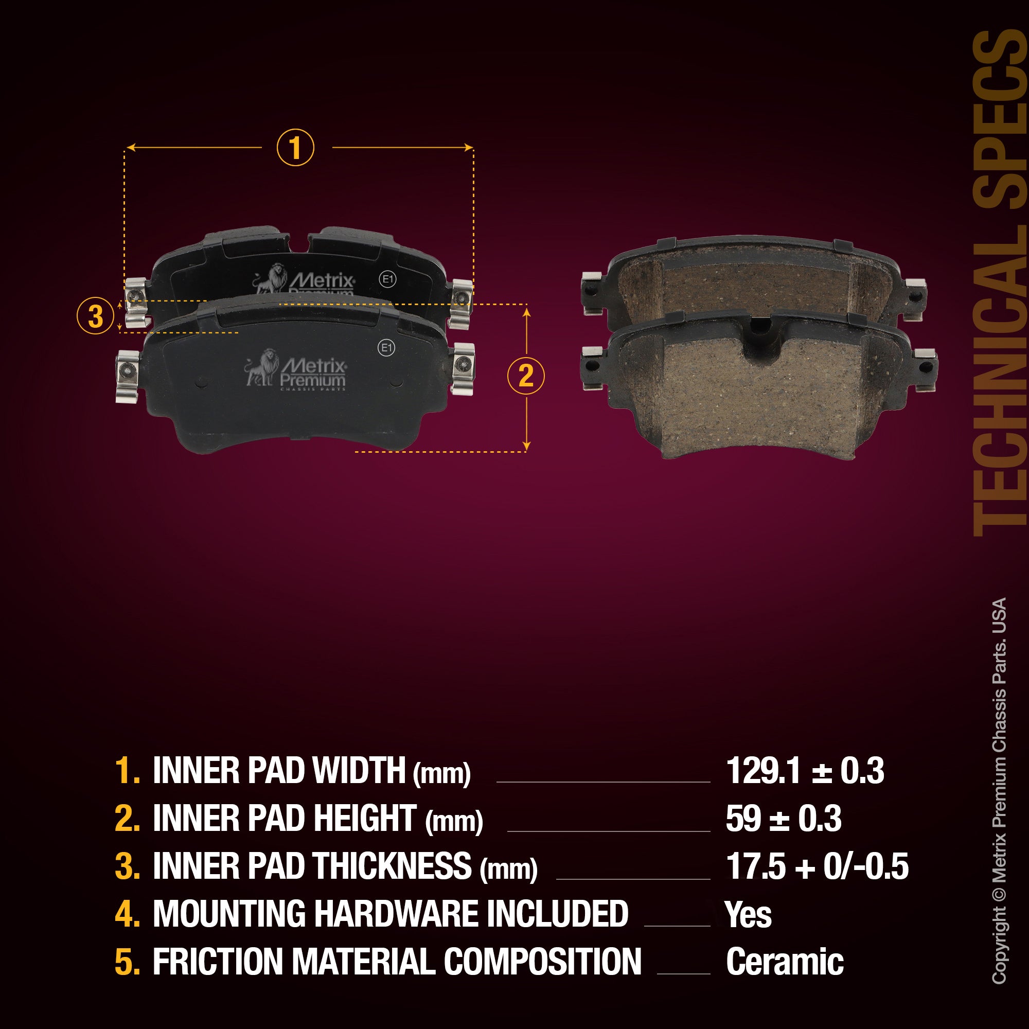 Metrix Premium Rear Disc Brake Pad Set 94264MC aftermarket car parts