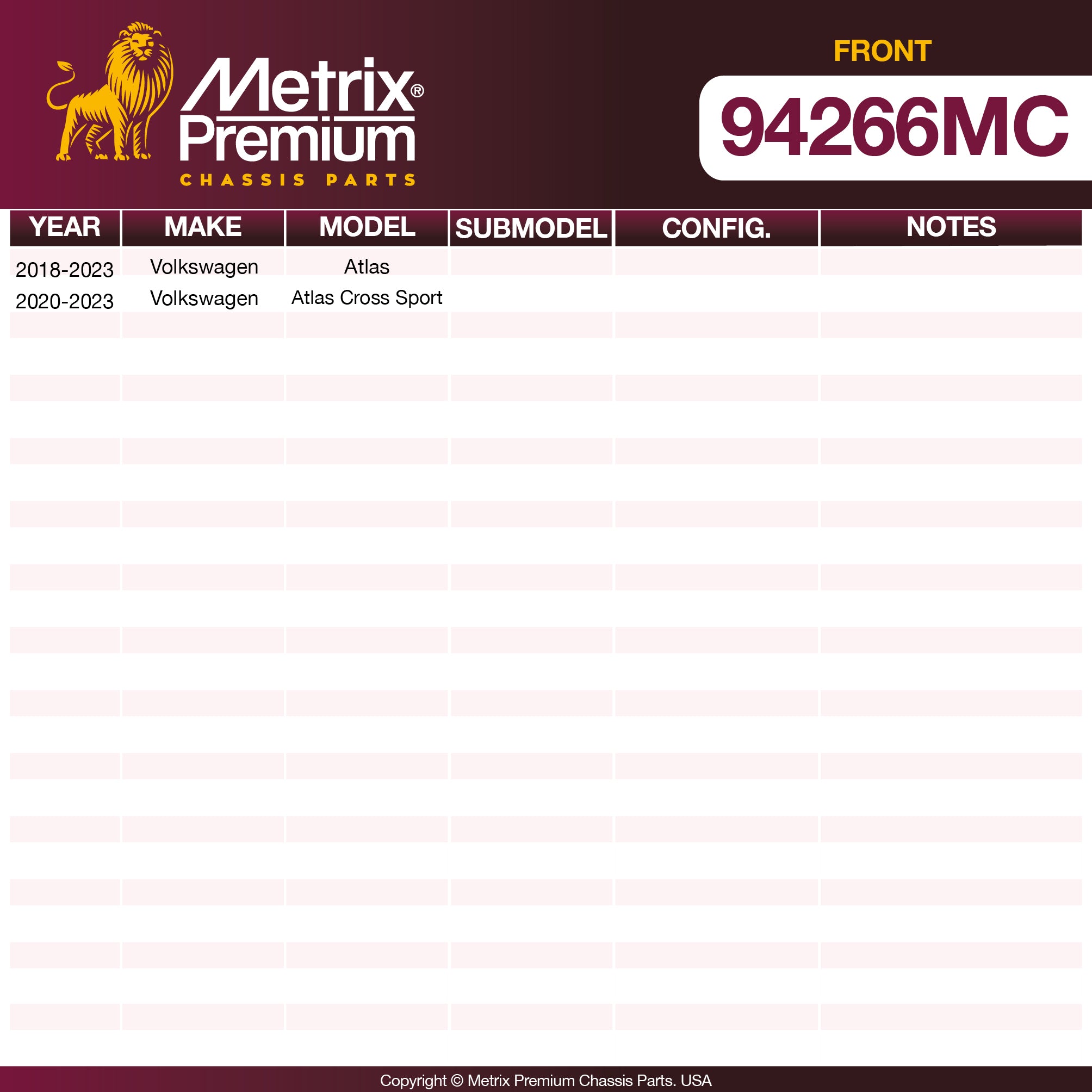 Metrix Premium Front Disc Brake Pad Set 94266MC OEM fit spare parts