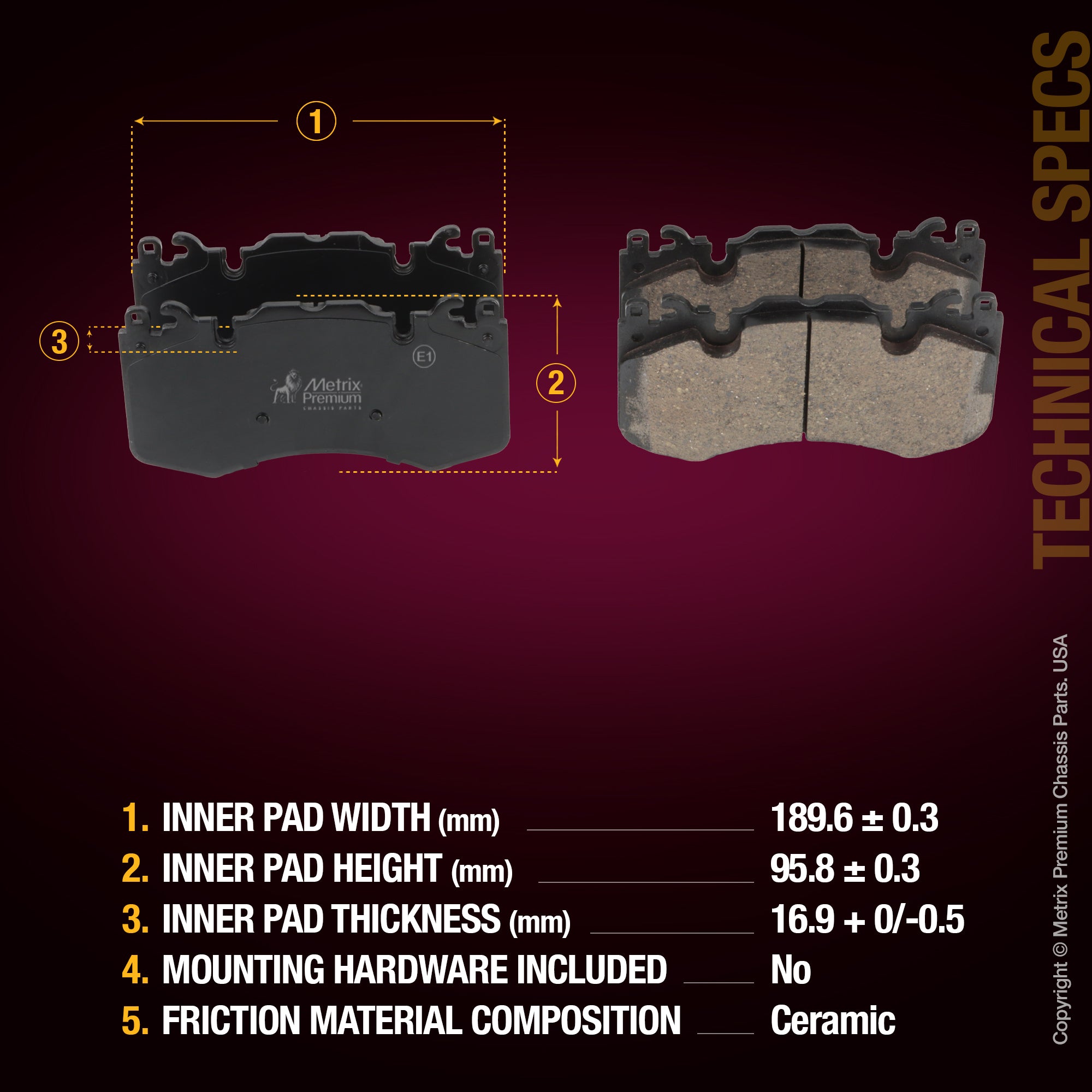 Metrix Premium Front & Rear Brake Pad Kit 95791MT aftermarket car parts