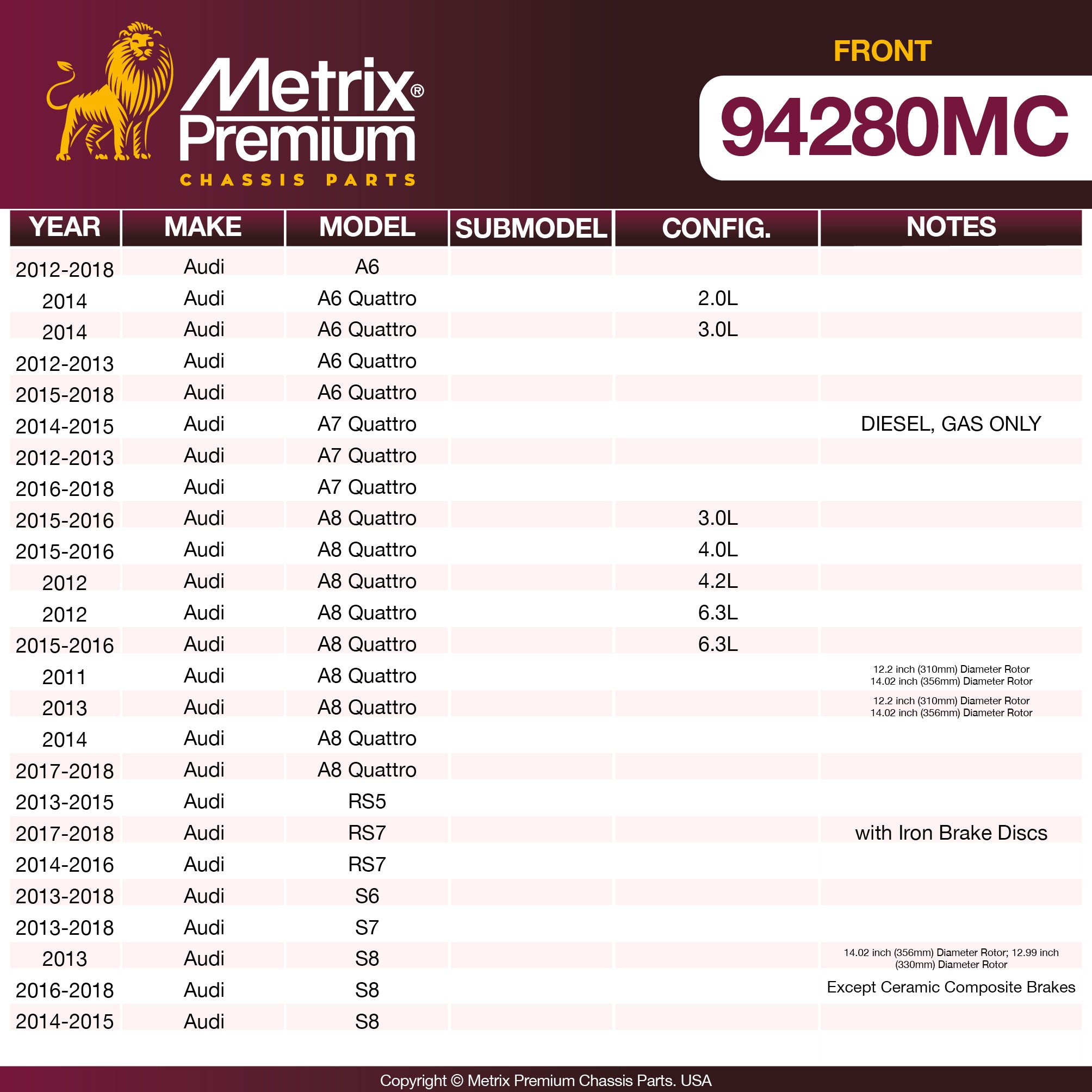 Metrix Premium Chassis Parts  suspension steering brake parts