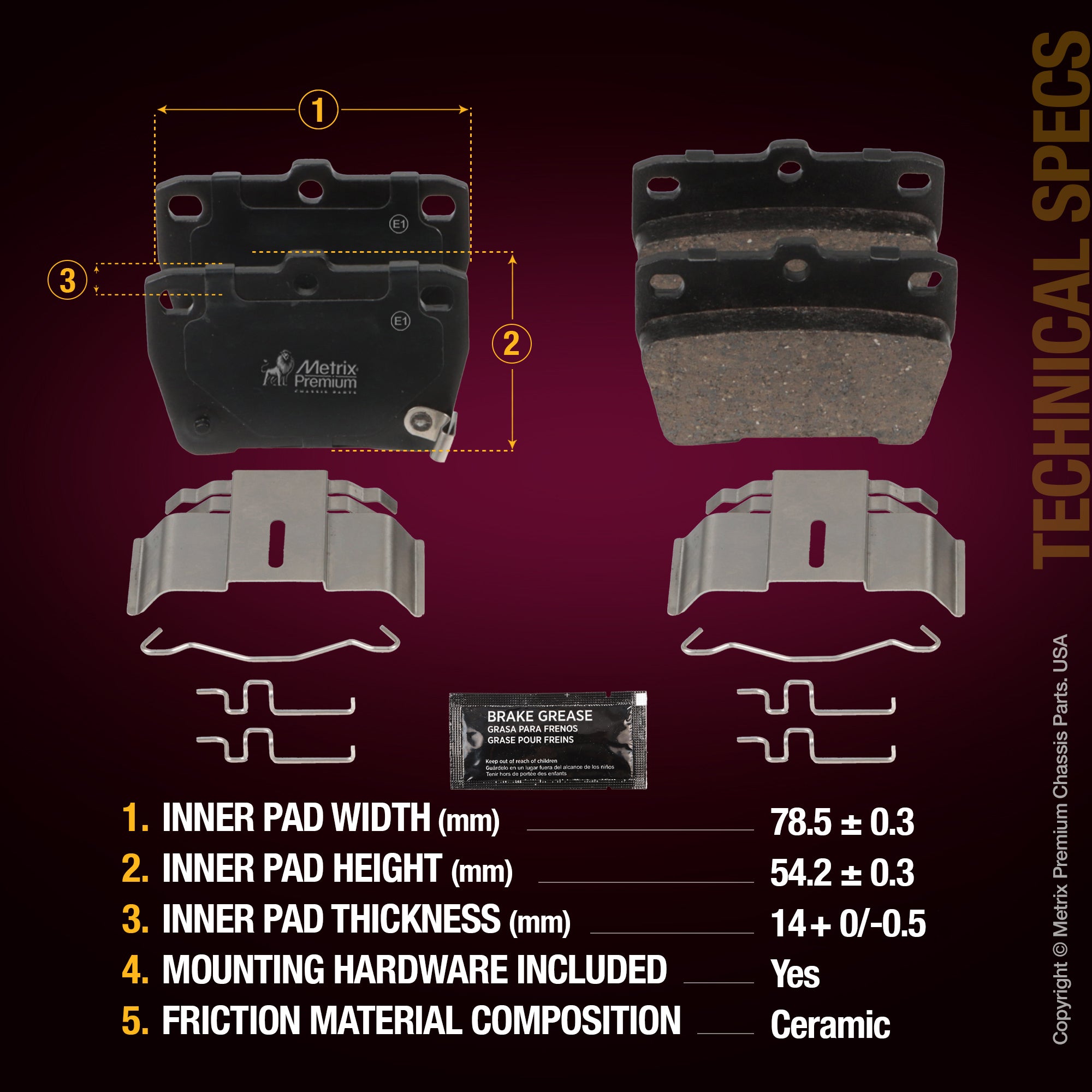 Metrix Premium Rear Disc Brake Pad Set 94291MC aftermarket car parts