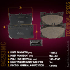 Metrix Premium Chassis Parts Front Disc Brake Pad Set 94293MC aftermarket car parts