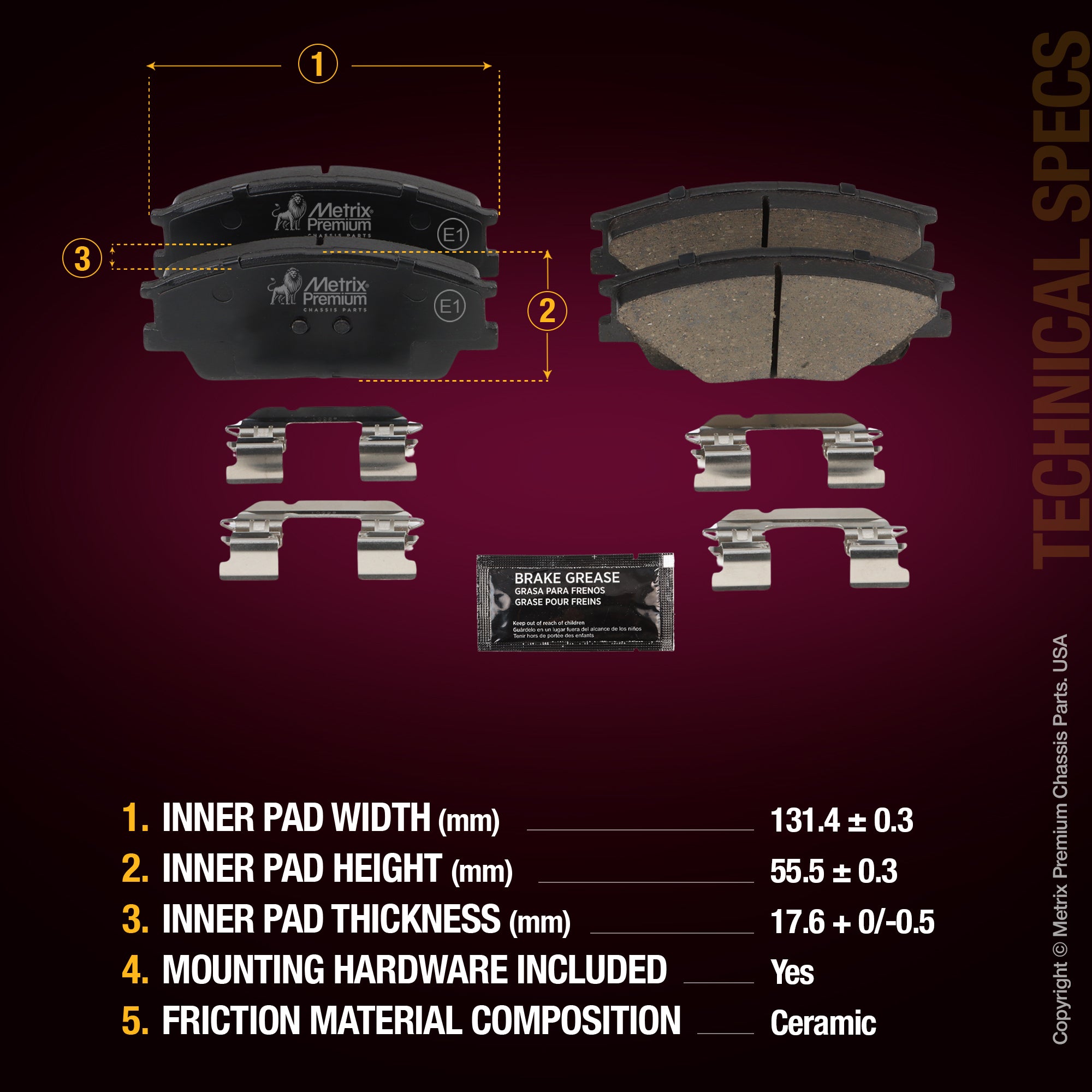 Metrix Premium Front Disc Brake Pad Set 94303MC aftermarket car parts