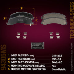 Metrix Premium Rear Disc Brake Pad Set 94305MS aftermarket car parts