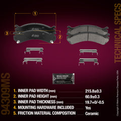 Metrix Premium Front&Rear Disc Brake Pad Set 94309MS aftermarket car parts