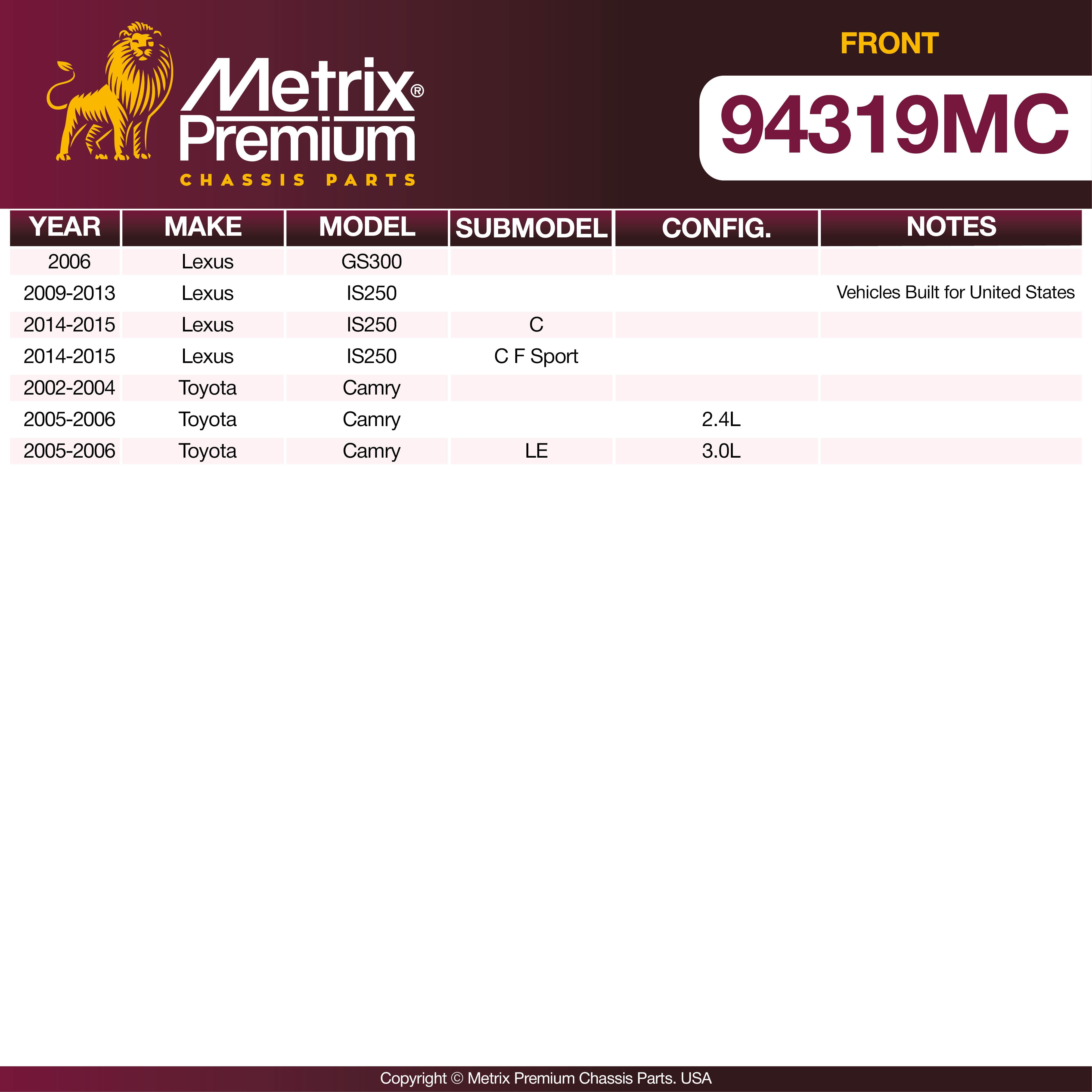 Metrix Premium Front Disc Brake Pad Set 94319MC OEM fit spare parts
