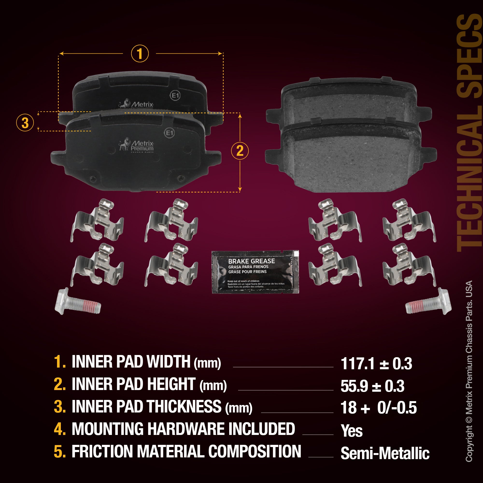 Metrix Premium Rear Disc Brake Pad Set 94321MS aftermarket car parts