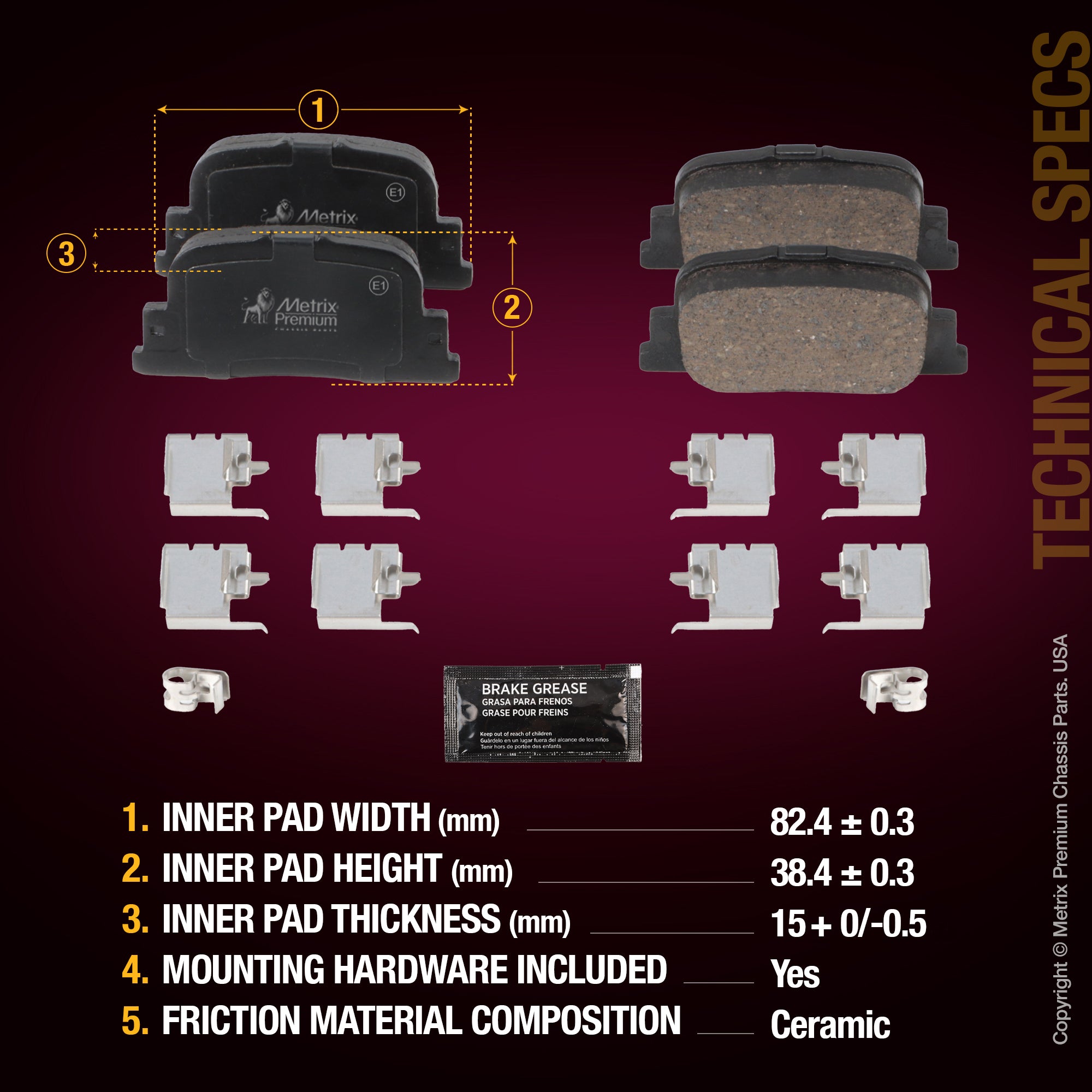 Metrix Premium Rear Disc Brake Pad Set 94324MC aftermarket car parts