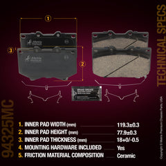Metrix Premium Front Disc Brake Pad Set 94325MC aftermarket car parts