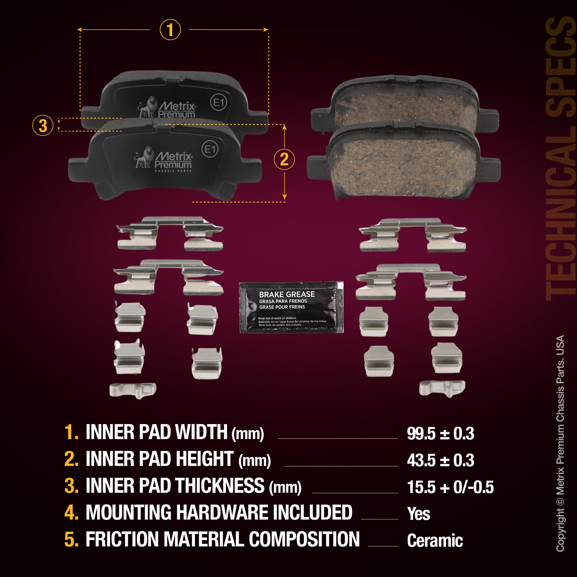 Metrix Premium Rear Disc Brake Pad Set 94326MC aftermarket car parts