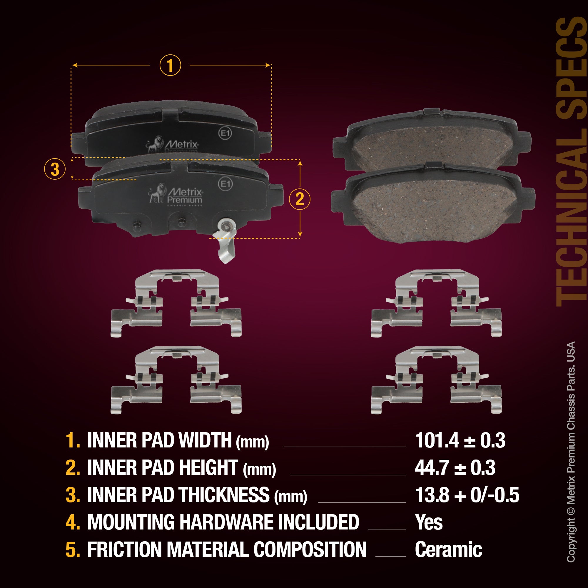 Metrix Premium Chassis Parts Rear Disc Brake Pad Set 94328MC OEM fit auto parts