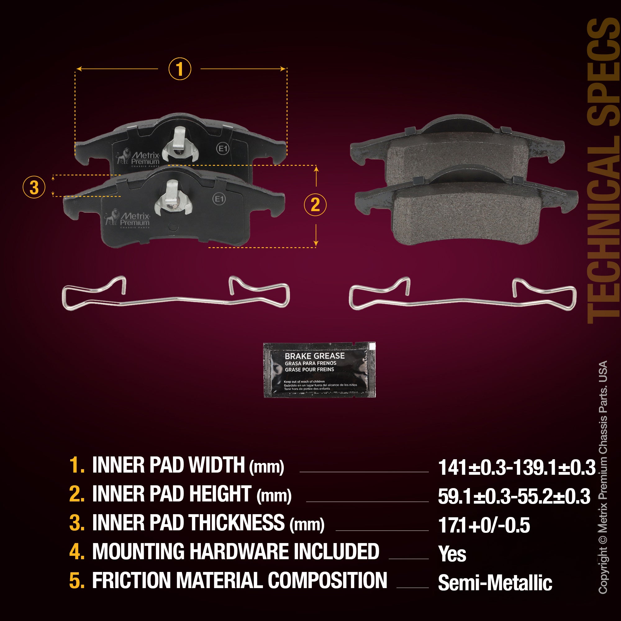 Metrix Premium Rear Disc Brake Pad Set 94329MS aftermarket car parts