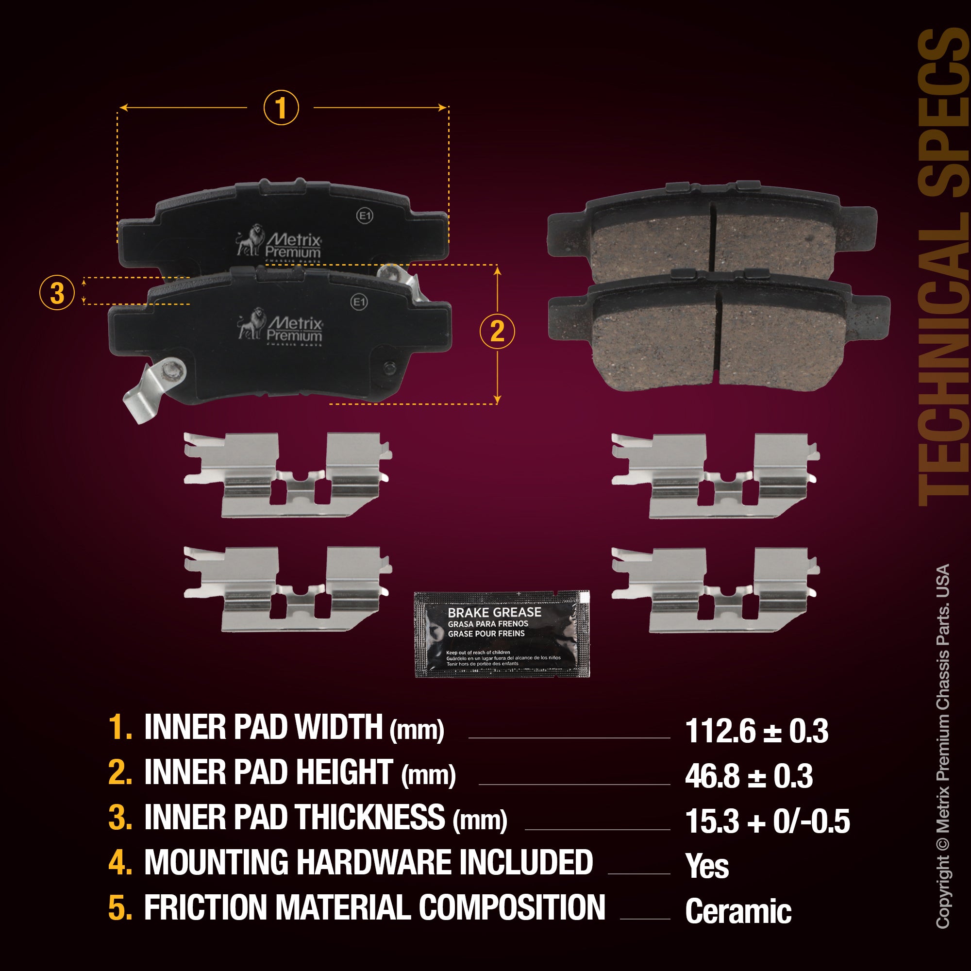 Metrix Premium Rear Disc Brake Pad Set 94330MC aftermarket car parts