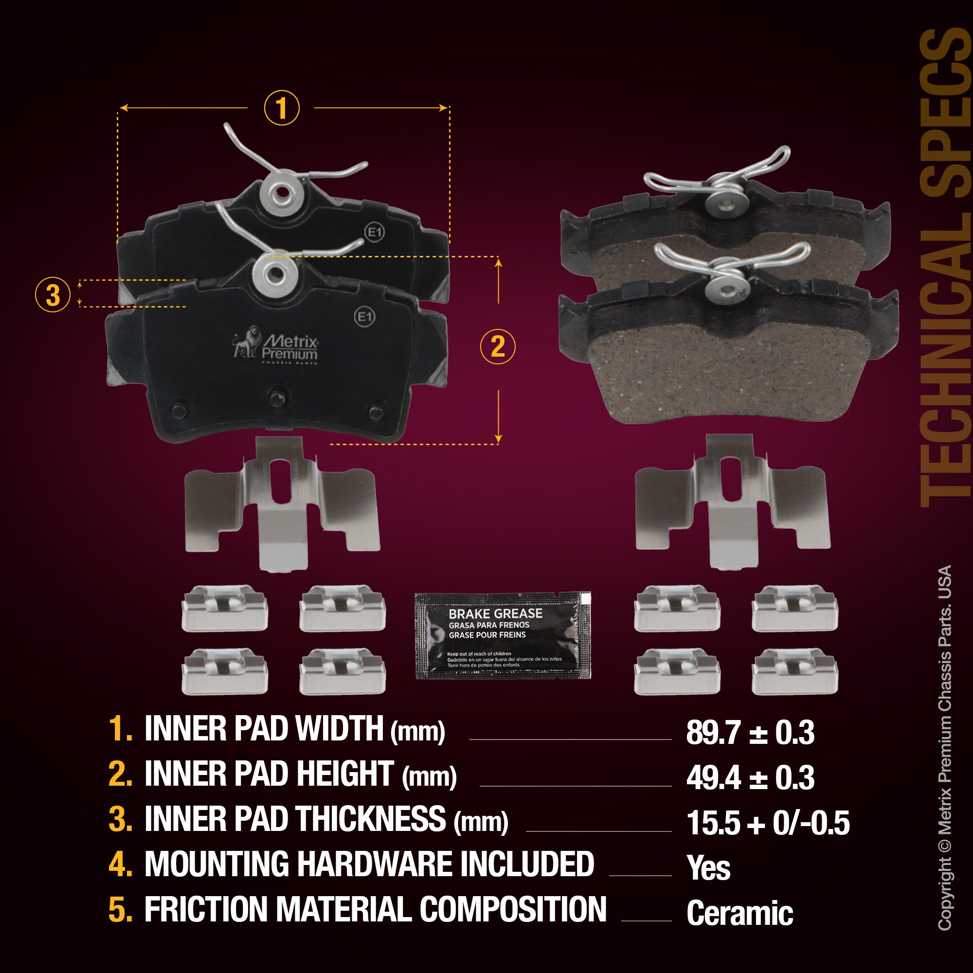 Metrix Premium Rear Disc Brake Pad Set 94331MC aftermarket car parts