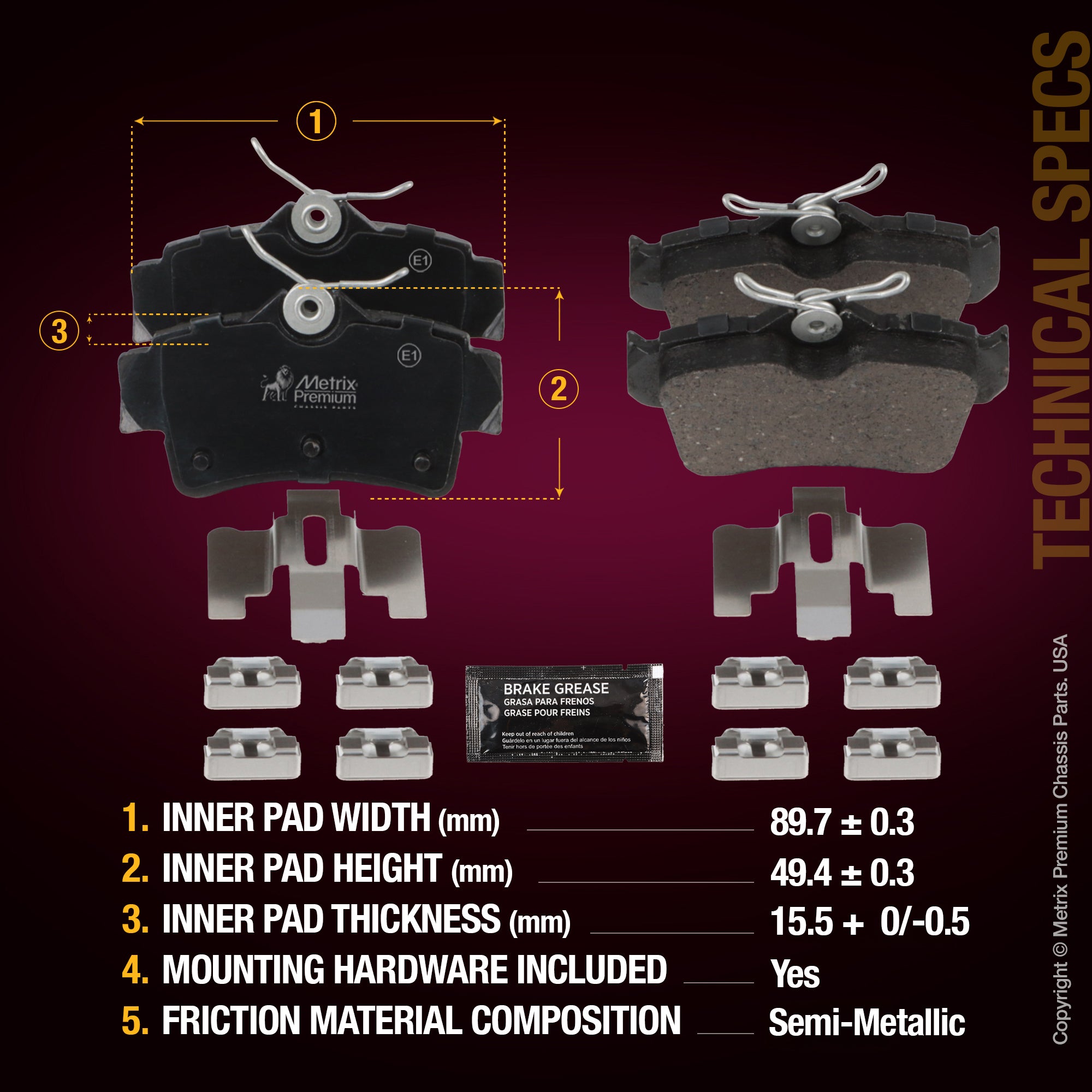 Metrix Premium Rear Disc Brake Pad Set 94331MS aftermarket car parts