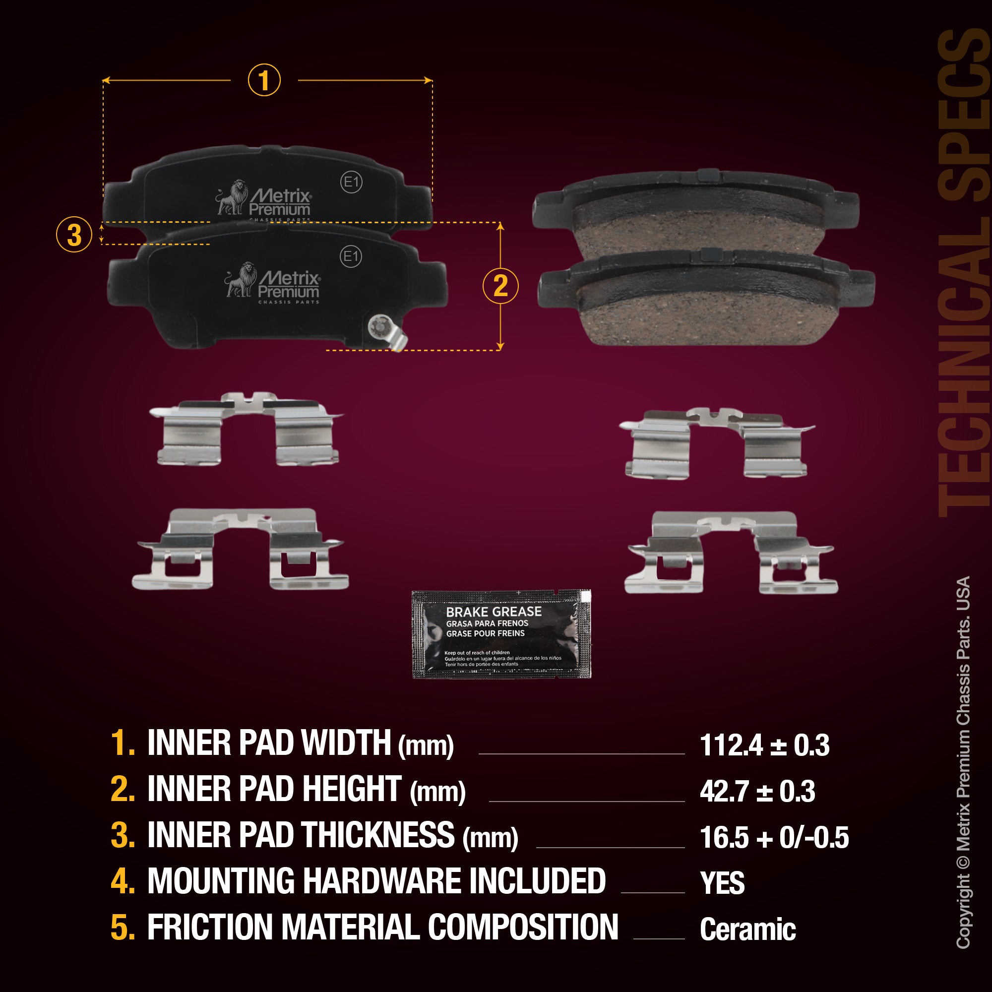 Metrix Premium Rear Disc Brake Pad Set 94334MC aftermarket car parts