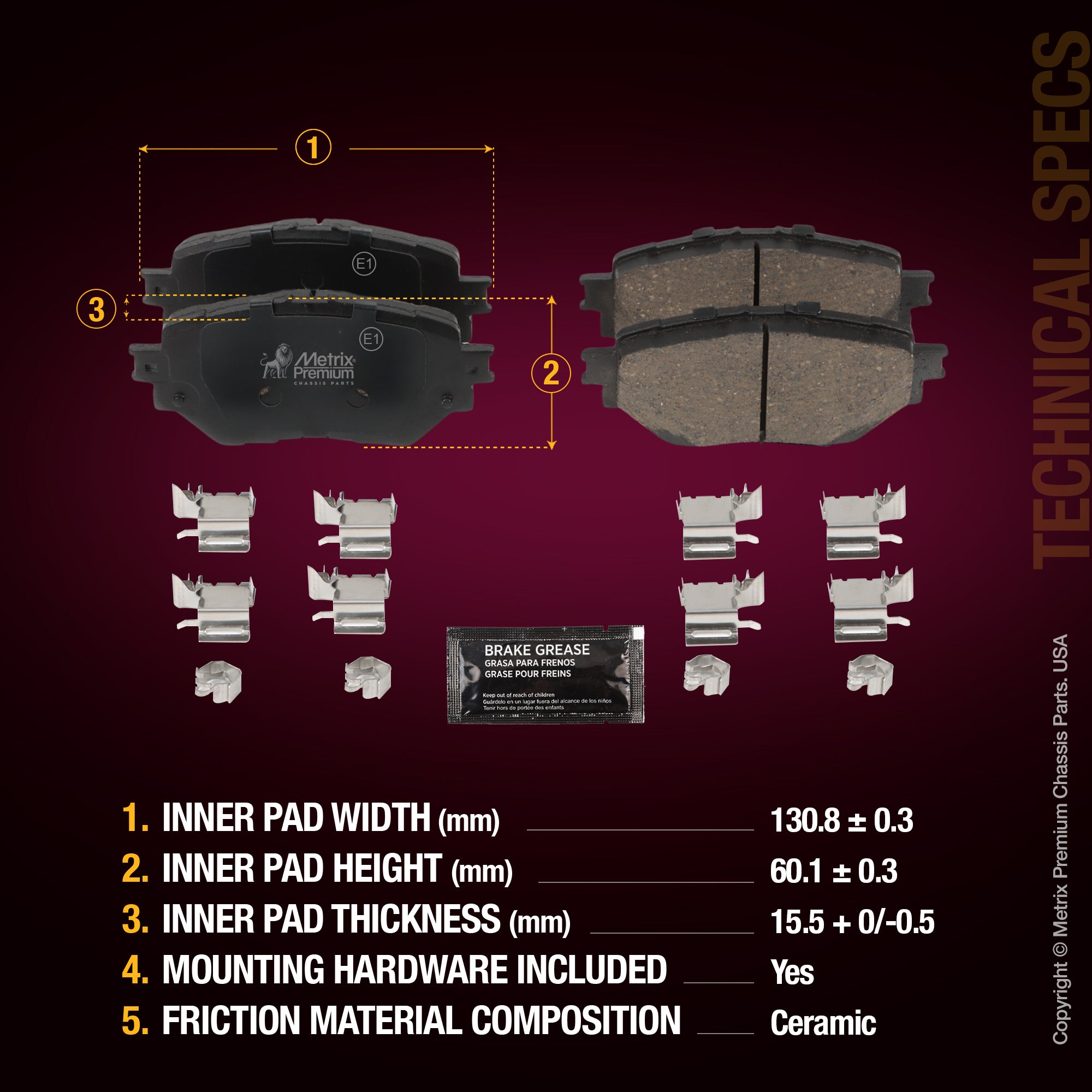 Metrix Premium Front Disc Brake Pad Set 94335MC aftermarket car parts